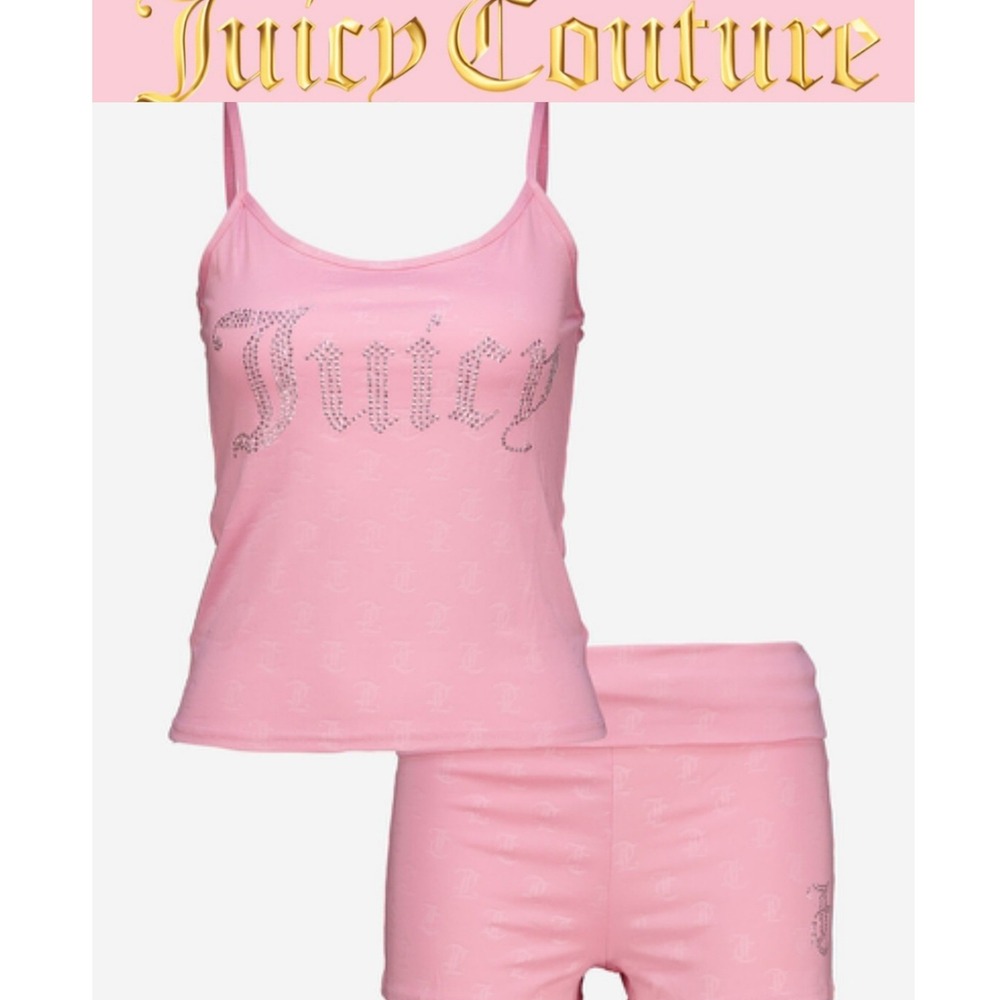 Juicy Couture Rhinestone Logo Cami & Cuffed Short PJ Set- Lola
